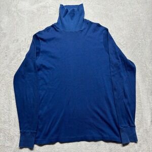 VTG Duofold Turtleneck Shirt Mens M Base Layer Thermal Cotton Blend‎ Blue LS